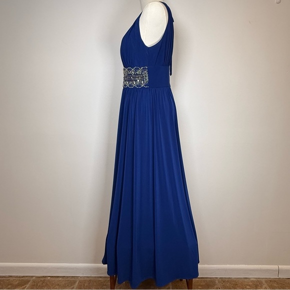 R&M Richards Embellished Waist Gathered Halter Dress Women’s Size 8 Petite - Picture 5 of 17